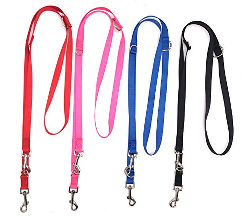 Image of PetsCaptain 2-Pack Double Head 6-way Multi-functional Dog Leash (3 Different Length Leash 42", 54", or 72", Quick Tie-Off, Hands-Free, or Double Dog Leash), Pink, PSC-L0549PNK2