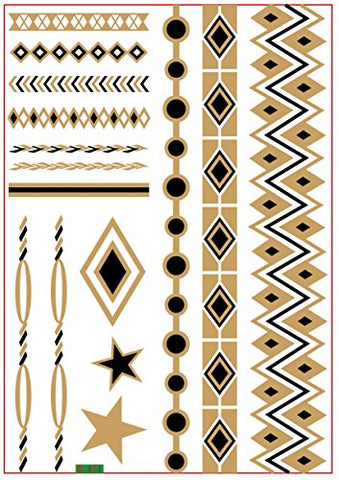 Image of 1TattooWorld 8-Sheets (6"x 8") Metallic Temporary Tattoos, Flash Tattoos, 75+ Large Tattoo Designs, OTW-TMPTS801