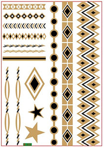 1TattooWorld 8-Sheets (6"x 8") Metallic Temporary Tattoos, Flash Tattoos, 75+ Large Tattoo Designs, OTW-TMPTS801