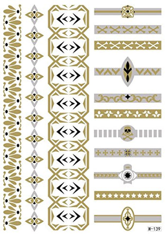 Image of 1TattooWorld 8-Sheets (6"x 8") Metallic Temporary Tattoos, Flash Tattoos, 75+ Large Tattoo Designs, OTW-TMPTS801