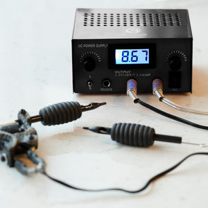 One Tattoo World Dual Digital Tattoo Power Supply with Foot Pedal and 2 Clip Cords, Black Color, OTW-P008-3.1